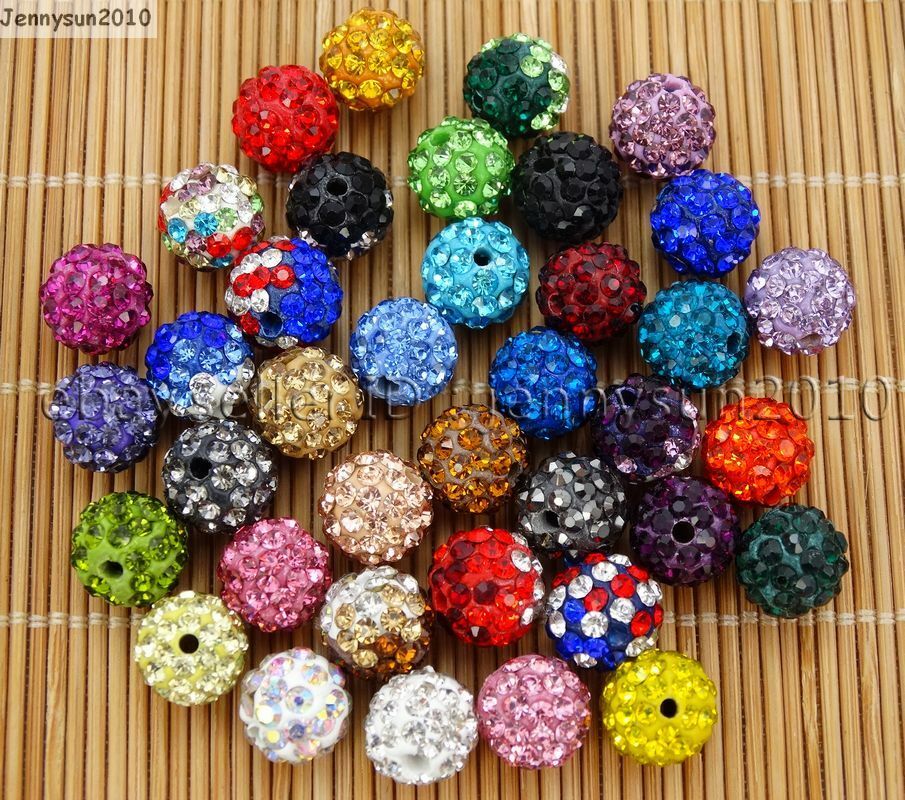 10pcs Quality Czech Crystal Rhinestones Pave Clay Round Disco Ball Spacer Beads