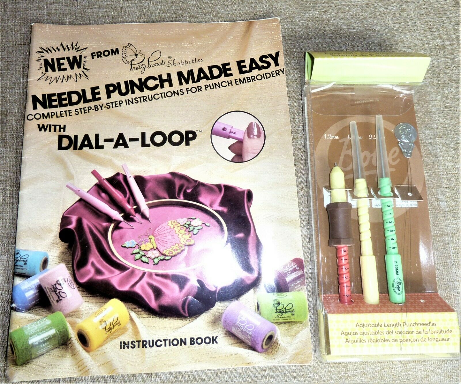 Boye  Adjustable Length Punch Needle Set & Pretty Punch Instruction Book
