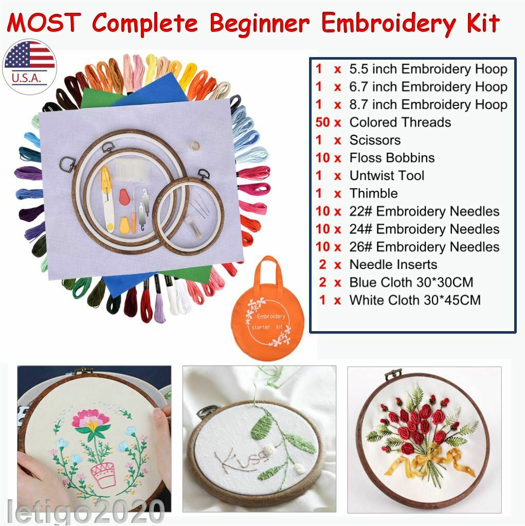 1set Diy Embroidery Pen Stitching Punch Needle Kits With Scissor Sewing Kits Us