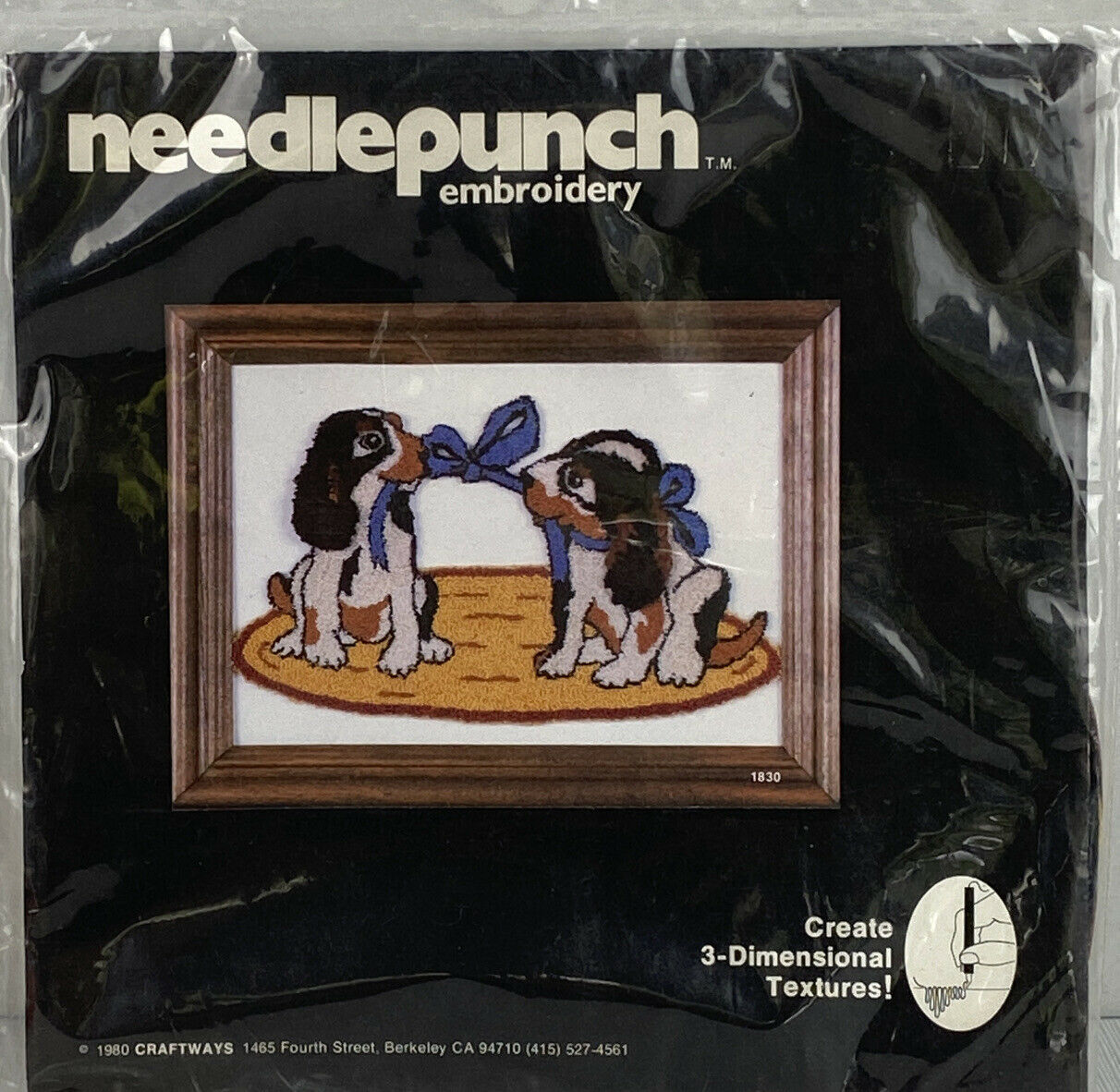 Vtg 1980 Needlepunch Embroidery Kit Puppies Dogs # 1830 Nos