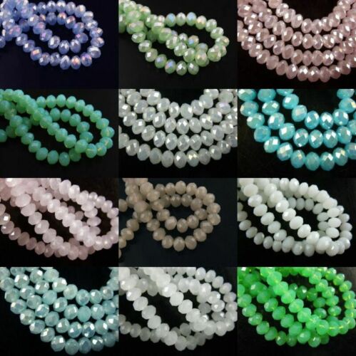 100/500Pcs Faceted Glass Crystal Rondelle Loose Beads Spacer Jewelry  6x4mm DIY