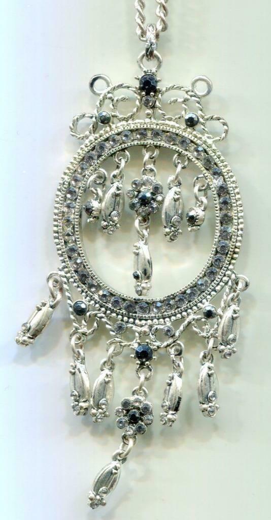 *bijoux Terner Ornate Black Stones/dangles Pendant Necklace